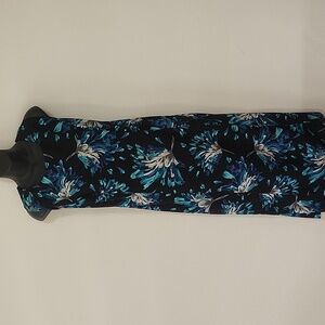 Studio I Black and Blue Floral Midi Dress